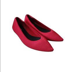 Alfani Red Poppy Knit Step-n-Flex Pointed Toe Flats Womans Size 7.5M