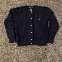 Girls Navy Blue Polo Ralph Lauren Cardigan Sweater