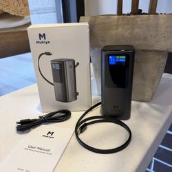 Brand New Mukiya 20000mAh Laptop Power Bank with Retractable Cable & Stand 130W Portable Charger Power Bank, TFT Display Laptop Battery Bank SKU499