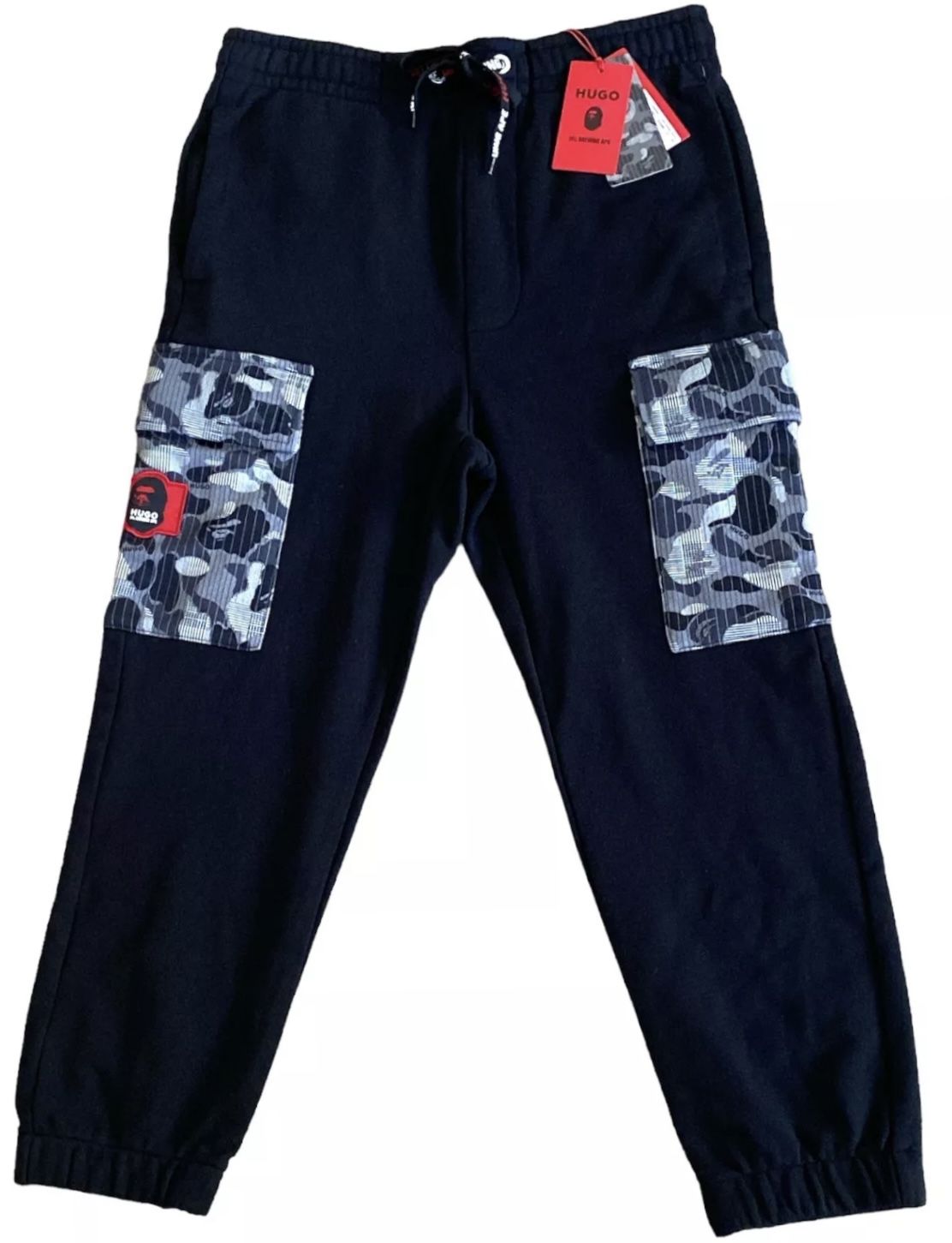 New Hugo Boss X Bathing Ape Black Camo Men’s Sweatpants Jogger Pants