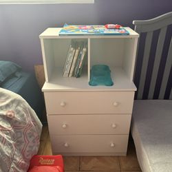 Cute Bookshelf With 3 Drawers, Crib And Mattress Like New 