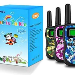 Huaker Kids Walkie Talkies,3 Pack 22 Channels 2 Way Radio Toy with Flashlight and LCD Screen,3 Miles Range Walkie Talkies for Kids Outside Adventures,