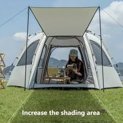 Hexagonal Oxford Cloth Automatic Tent - Quick-Opening, Water-Resistant, Foldable, and Portable - Complete Camping Set with Fiberglass Bracket and Zipp
