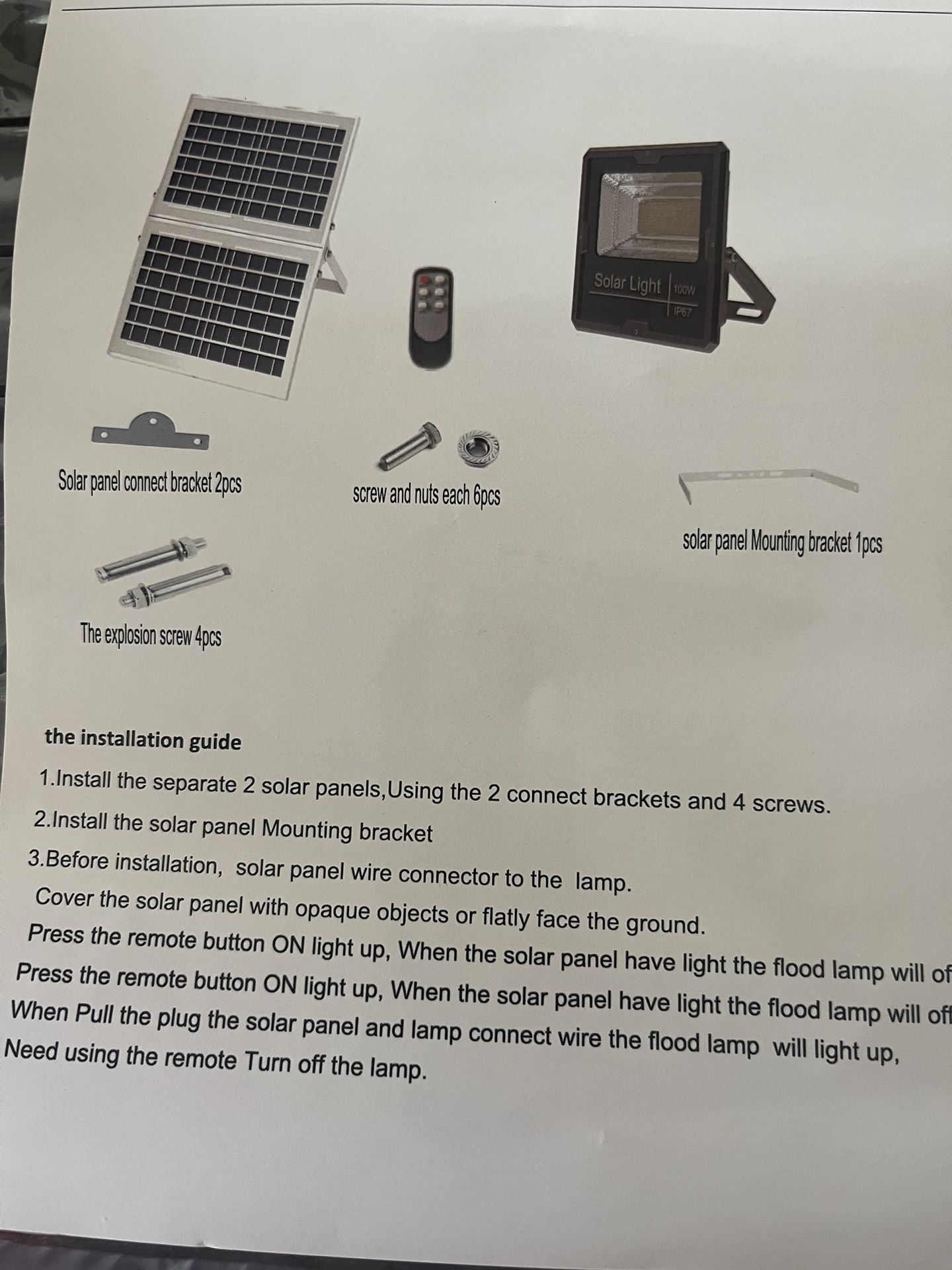Solar Panel Light 100w