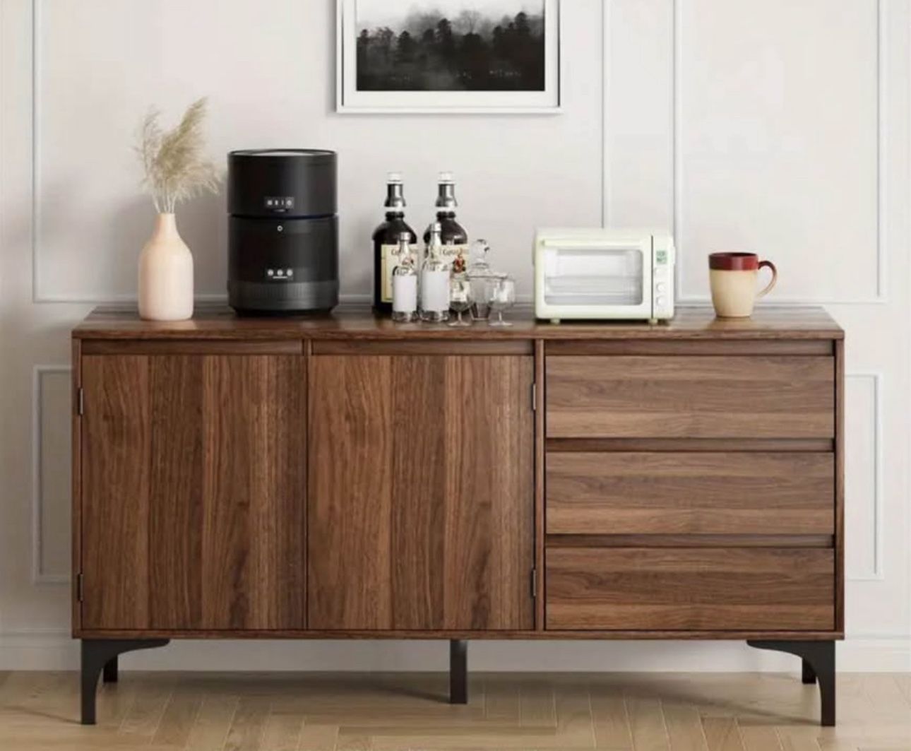 Elegant Walnut Buffet with Drawers