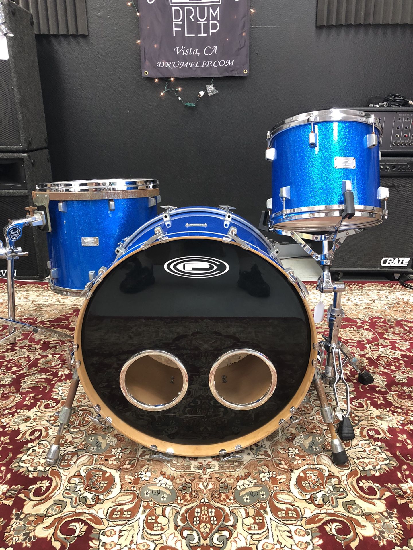 OCDP Custom Blue Sparkle 3pc Drum Set