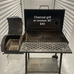 30” charcoal grill with smoker 