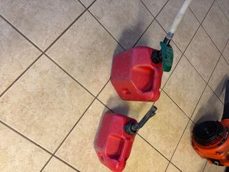 Red Plastic Gas Can 2 Gallon & 1 gallon