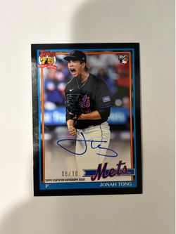 Mets Jonah Tong 8/10 autograph rookie card