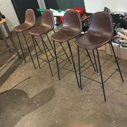 4 Leather Stools