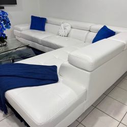 Brand New White Leather Sectional- Shop Now Pay Later $0 Down 