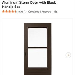 Andersen 300 Series 32 in. x 80 in. Bronze Universal 3/4 Light Mid-View Aluminum Storm Door with Black Handle Set