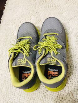 Timberland PRO Shoes: Women's Grey/Green 92672 Powertrain EH Alloy Toe Shoes 6M