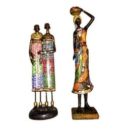 Novelty 17" & 14" African Figurines/Statues