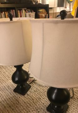 2 Solid Black Lamps & Cream Light Shades