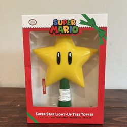 Nintendo Super Mario Super Star Light Up LED Plug In Christmas Tree Topper New