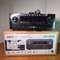 New Open Box Denon S950H AVR Receiver Wi-Fi Bluetooth HEOS Apple Airplay Audessey Microphone Remote