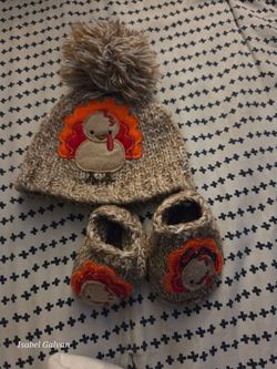 Baby Thanksgiving Turkey Knit Hat and Booties Set