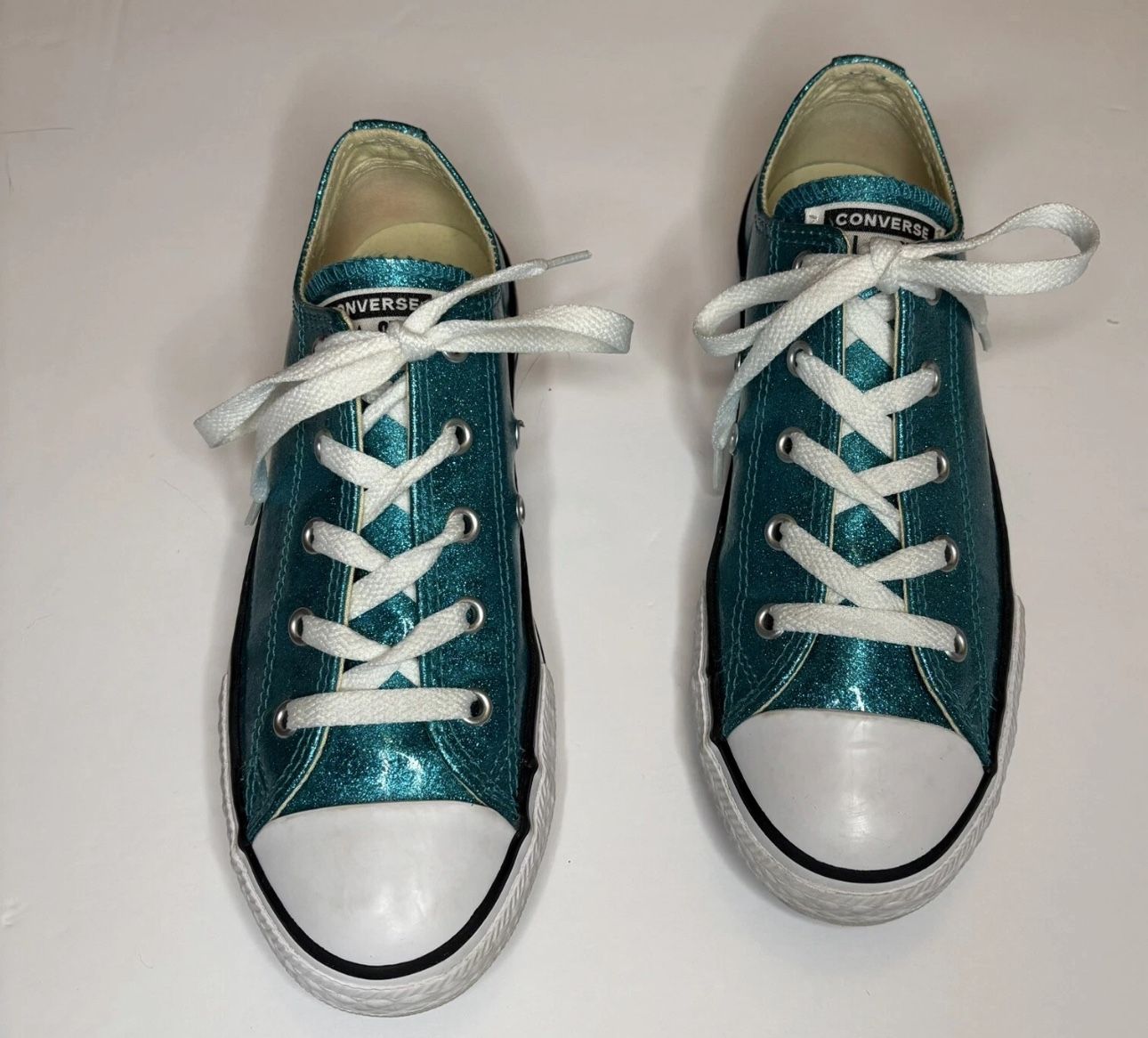 Vinyl, Teal Glitter Converse Shoes EUC Pre-loved-Size 3 US JR/womens 5 Rare Find