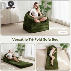 MAXYOYO Folding Sofa Bed, 2 in 1 Convertible Sofa to Lounger Comfy Single Bean Bag Chair for Adults