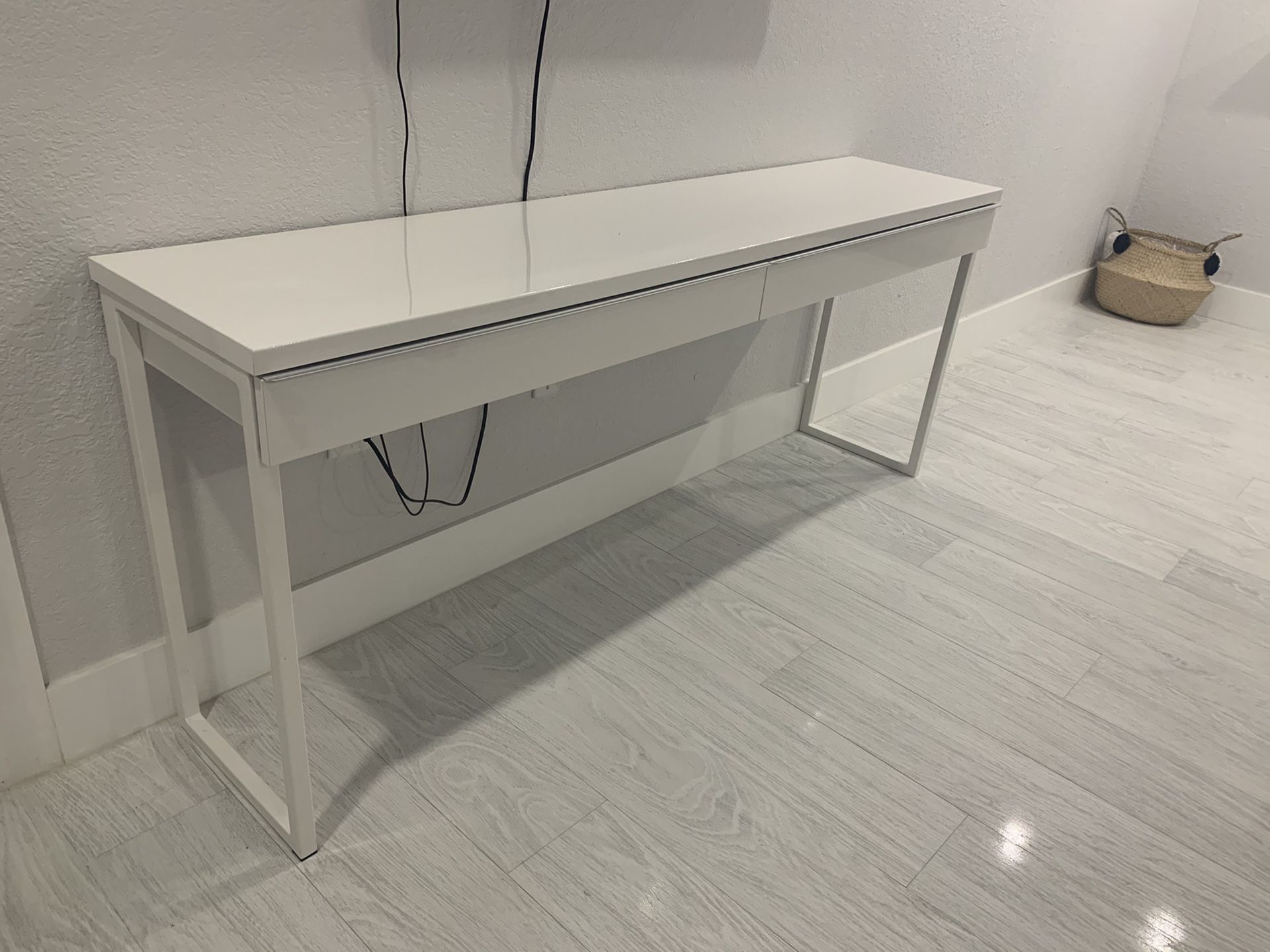 High gloss White desk 47 1/4” x 15 3/4”