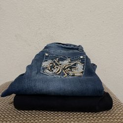 Jeans Lot 2 Pair Blue Rebel And Soul And Black Express