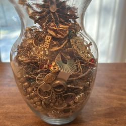 Jar Of Costume Jewelry 