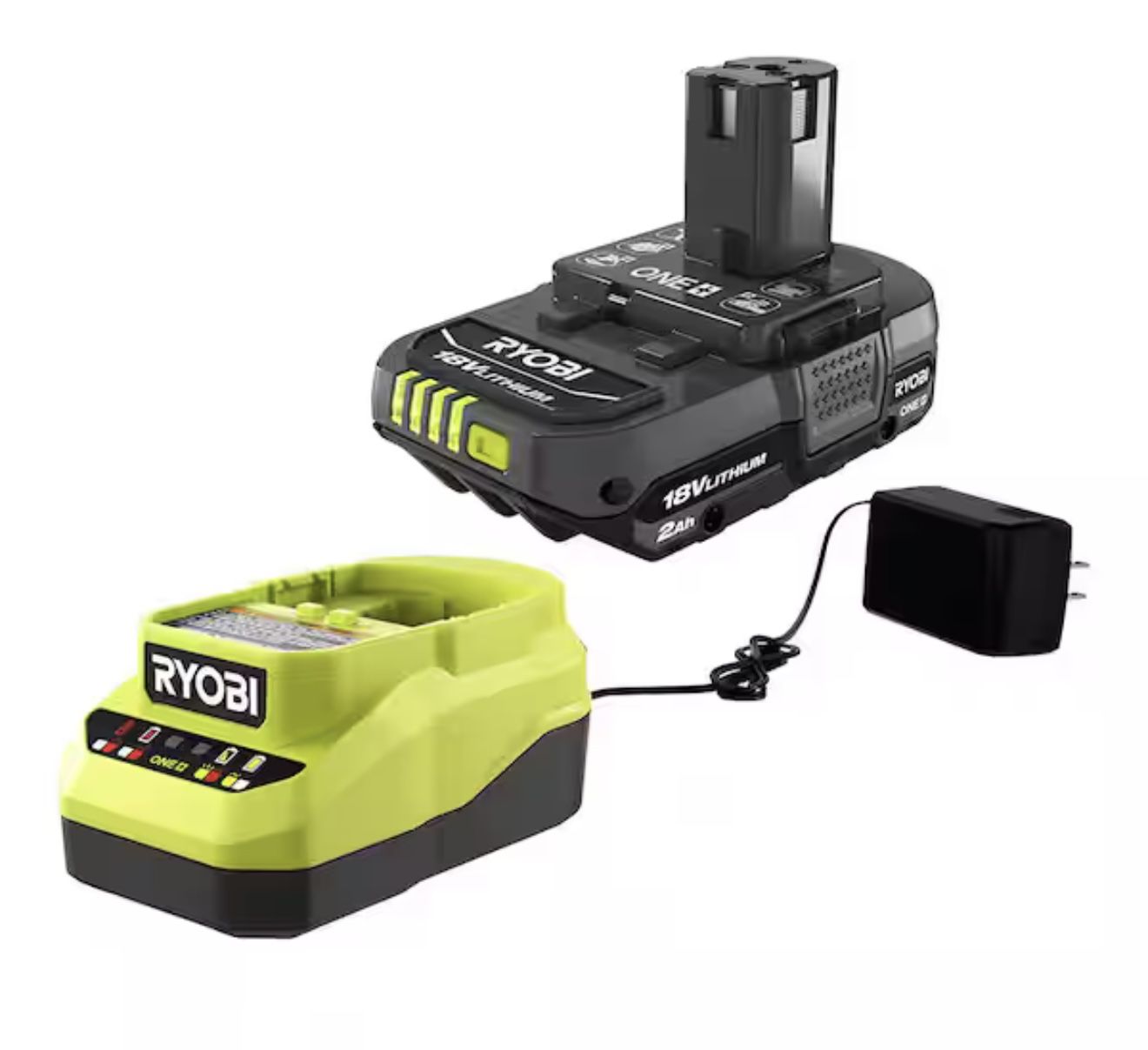 RYOBI ONE+ 18V Lithium-Ion 2.0 Ah Compact Battery and Charger Starter Kit