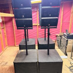 PRO DJ / EVENT PA SYSTEM – 2 Powered Subs + 4 Tops – READY TO WORK