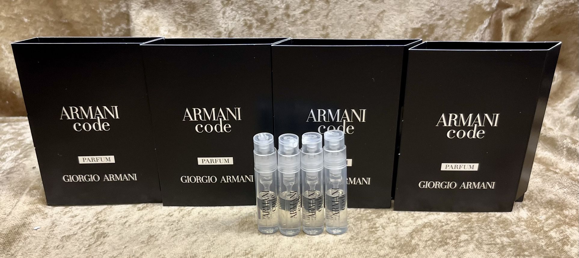Armani Code Parfum Giorgio For Men Armani 4X Samples 1.2 Ml. 0.04 Fl. Oz. Spray.