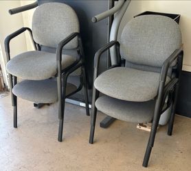 GREY UPHOLSTERED METAL OFFICE CHAIRS