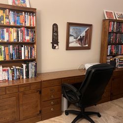 Ethan Allen Solid Wood Modular Desk & Bookcase Wall Unit – 131” Wide