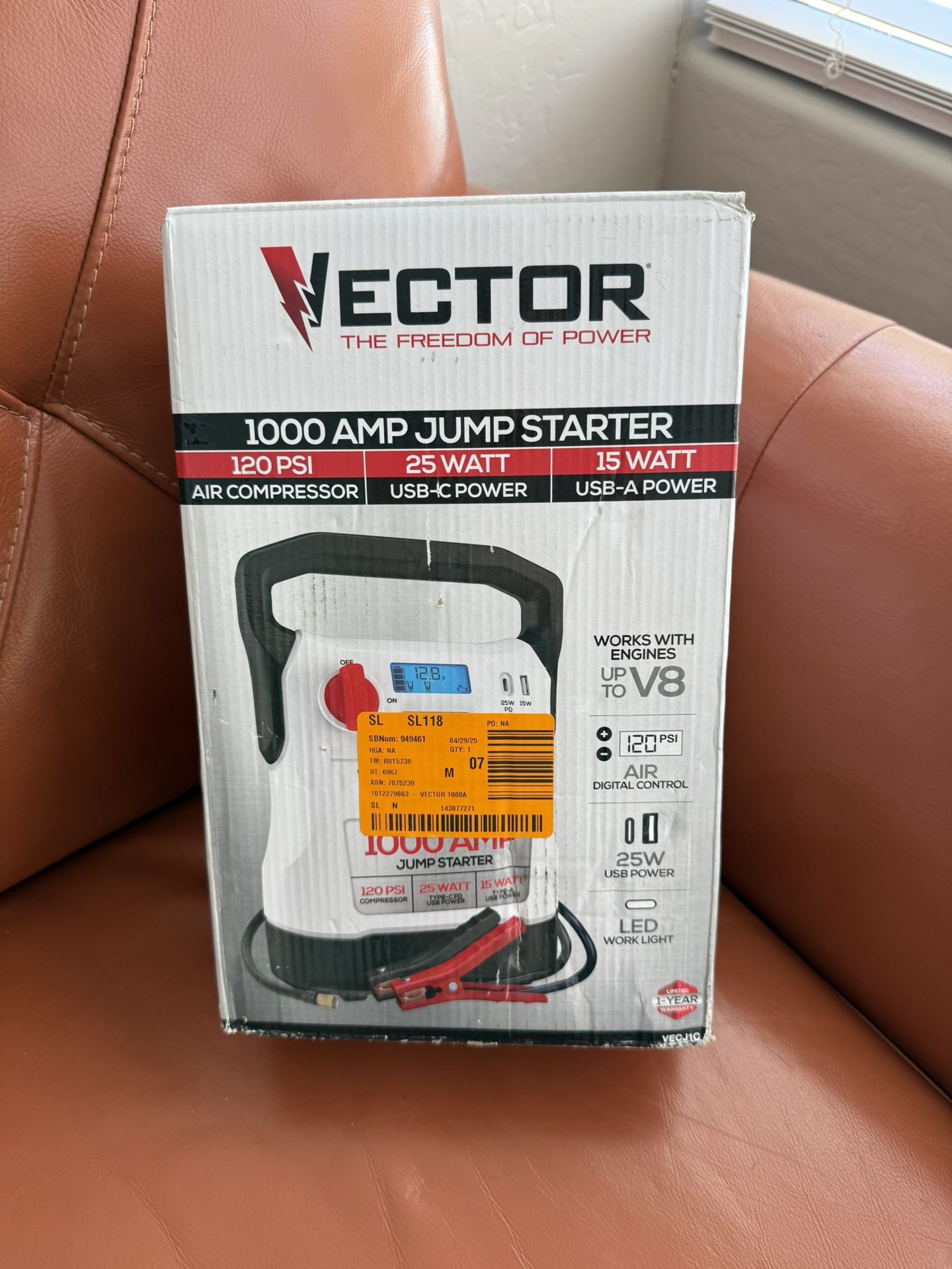 New Vector 1000 Amp Jump Starter, Compressor, USB Power