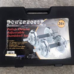 Powerhouse Chrome Dumbbell Set, Rubber Grips, 30 Lbs, In Carry Case