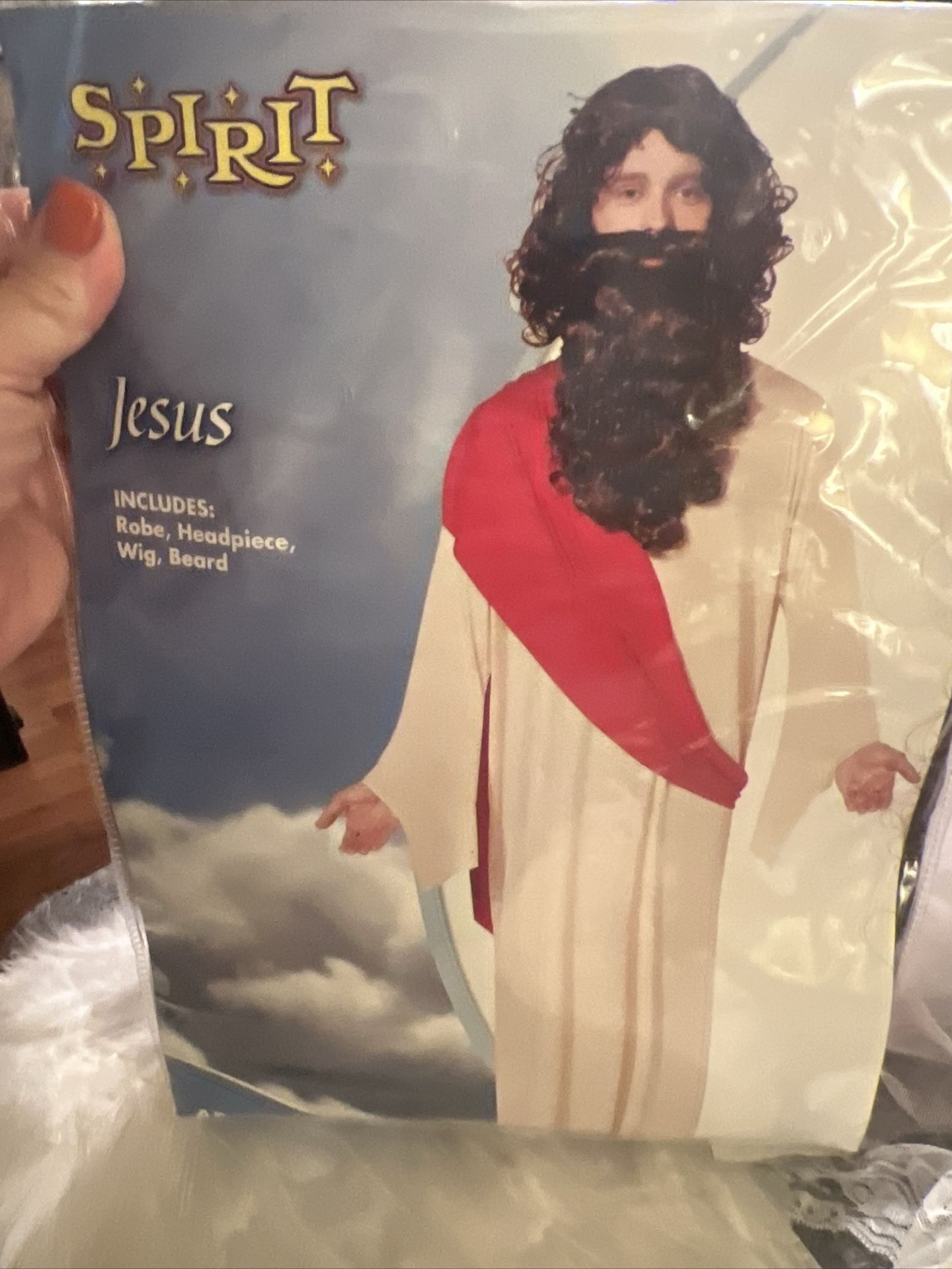 Men’s Halloween costume- (Jesus ) contains:robe , beard, wig
