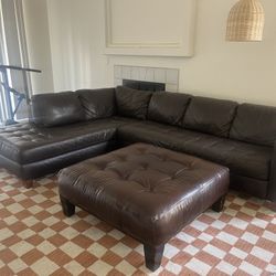 Macy’s Expresso Leather Sectional Couch