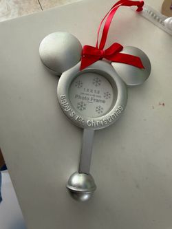 DISNEY PARKS MICKEY'S BABY'S 1ST CHRISTMAS PHOTO FRAME ORNAMENT