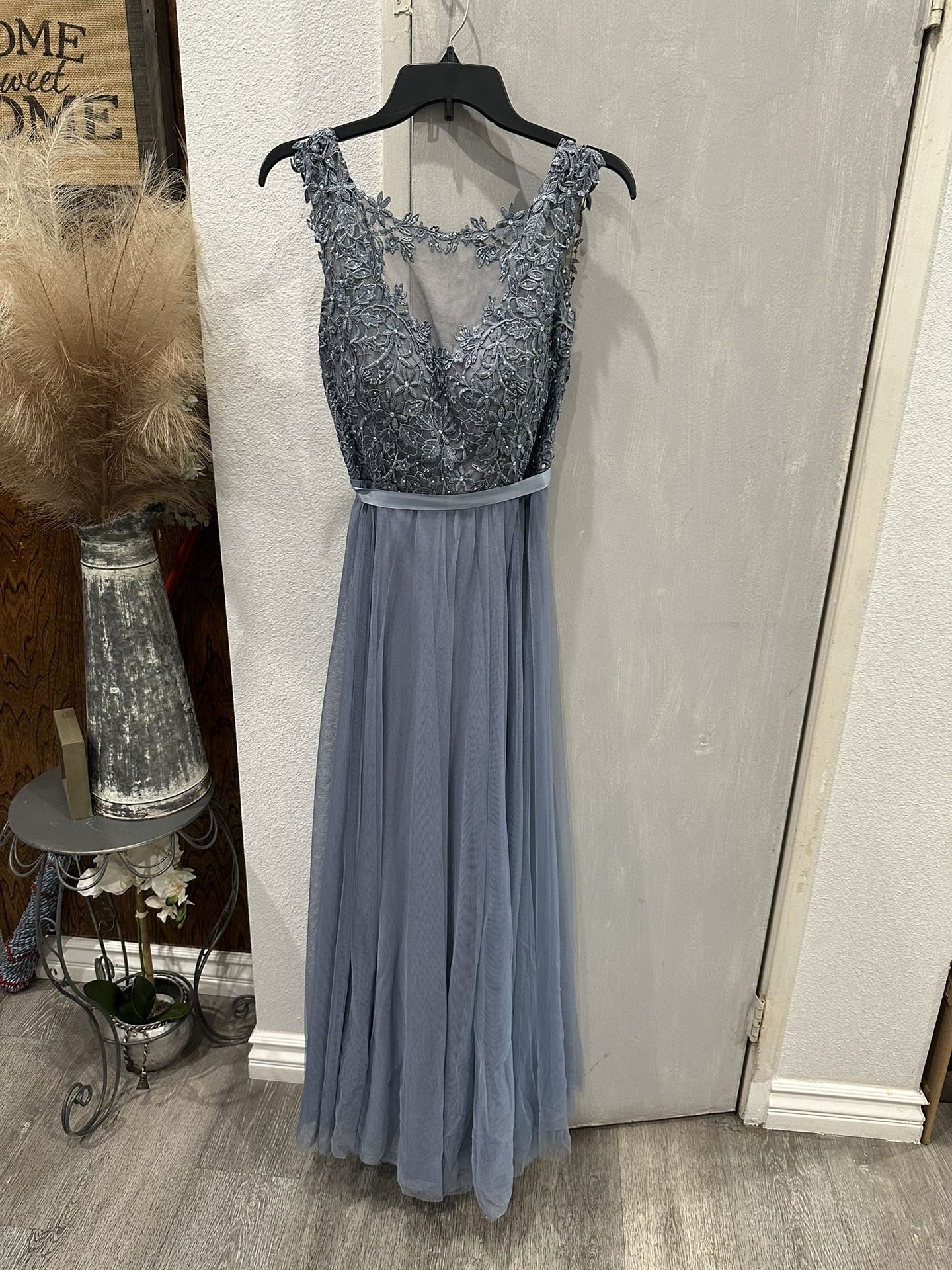 David’s bridal dusty Blue Dress Prom Or Bridesmaid
