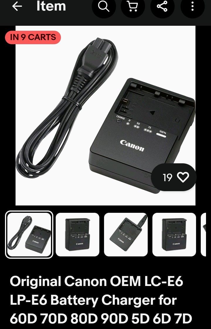 Original Canon Battery Charger