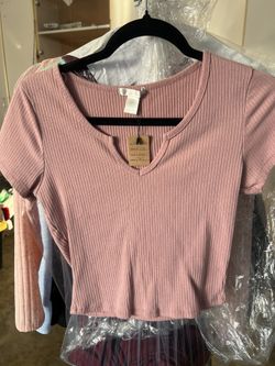 Pink Crop Top Shirt Size Large 