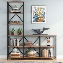 New Industrial Ladder Corner 9 Shelf Etagere Bookcase