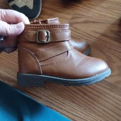 Carter's Toddler Size 6 Brown Faux Leather Ankle Boots Zip 