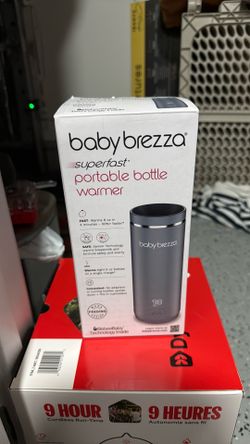 aby Brezza Portable Warmer – 3X Faster Baby Bottle Warming - Travel Breastmilk and Formula Warmer - Safe, Even Heating - Up to 9oz - No Adapters, Grey
