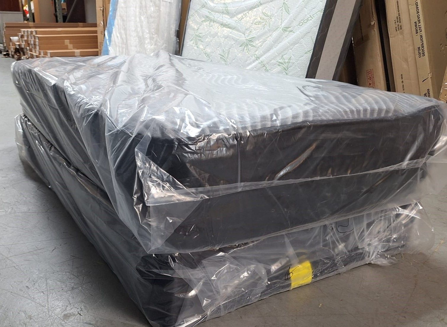 16" Thick 2 pc Twin Double Euro Pillow Top Mattress in Plastic Only Supreme Comfort Instant Savings