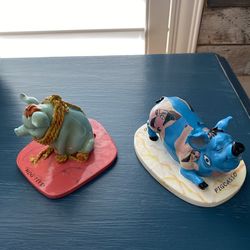(2) PIG INVASION PORCELAIN PIGS