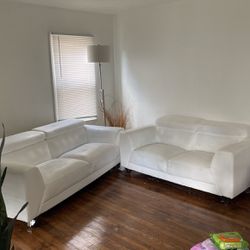 2 Leather White Couches