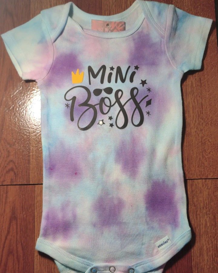 Gerber 3-6 months "Mini Boss" Tie Dye Scrunch onesie,