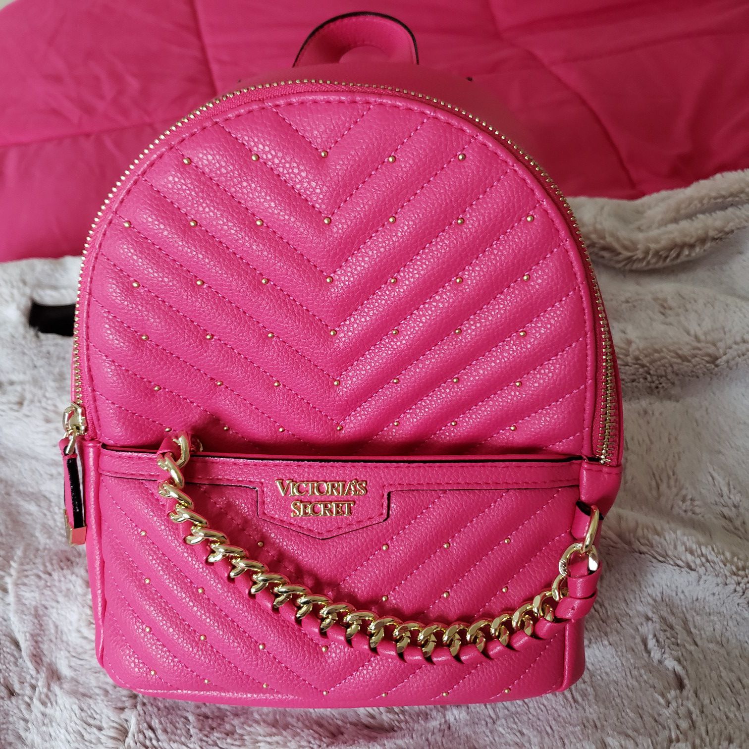 Brand new hot pink VS mini back pack purse