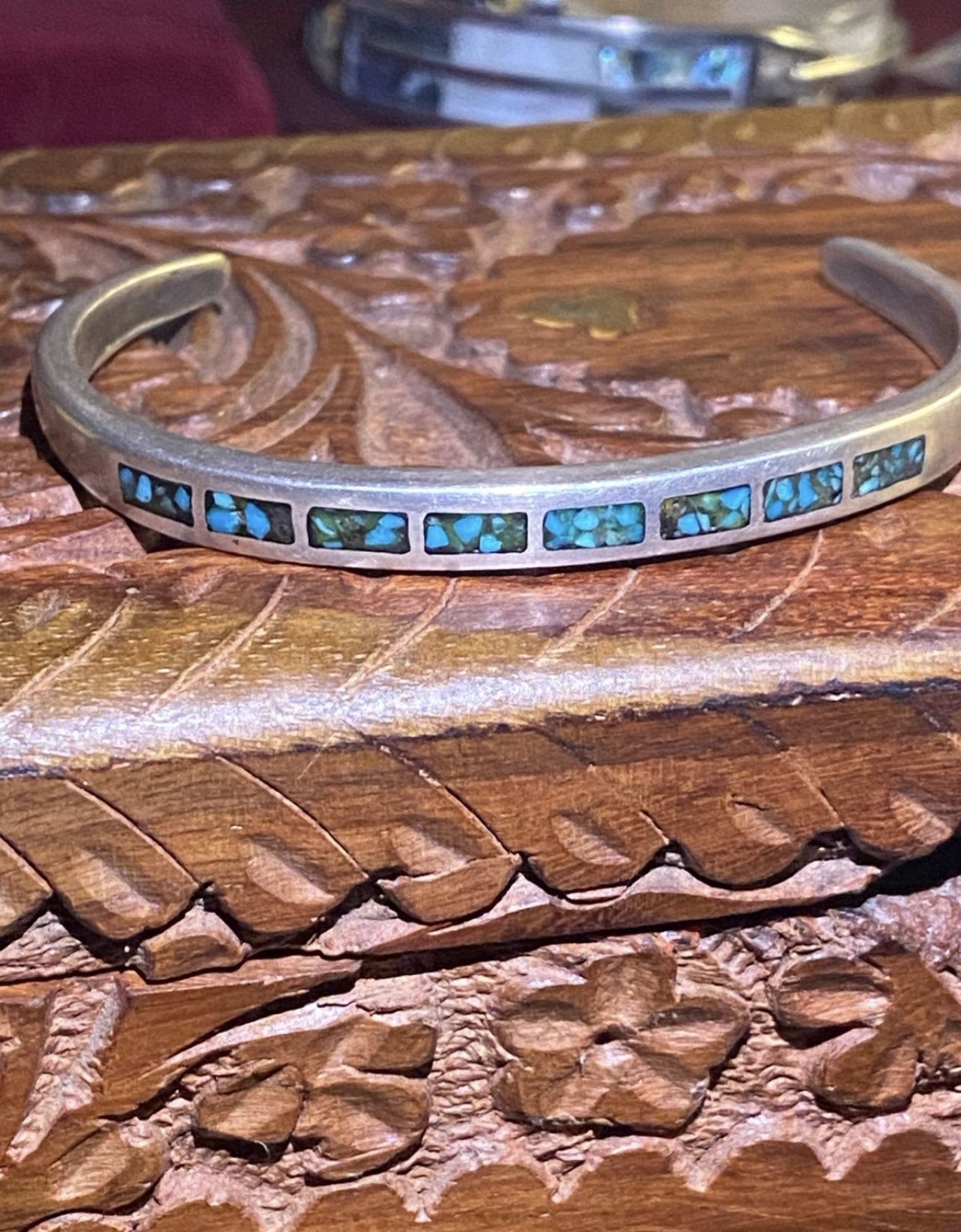 Antique Bangle/Silver/Colored Stone/Slv/womans 7