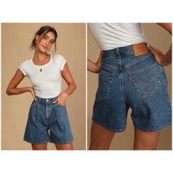 Shorts Levi’s Premium Ribcage Pleated High Rise Denim Shorts